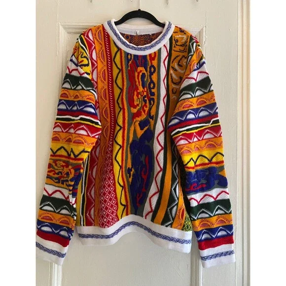 Notorious Coogi Style Sweater 90s Hip Hop Fashion BIG Costume Biggie Smalls 3D - Picture 9 of 13